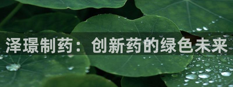 九游会老哥俱乐部：泽璟制药：创新药的绿色未来
