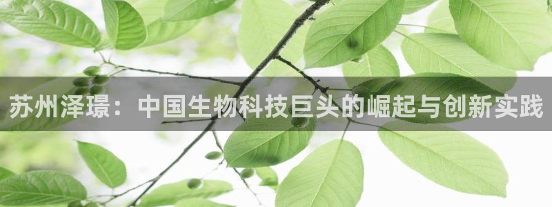 九游会老哥俱乐部官方网站：苏州泽璟：中国生物科技巨头的崛起与创新实践